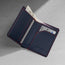 Inside of the Navy Blue (with Red Stitching) Bifold Leather Wallet