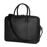 Soft Leather Laptop Briefcase - Black