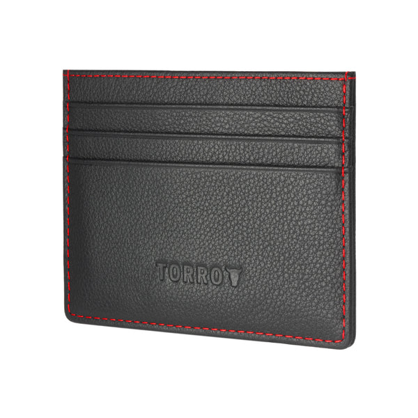 Torro Leather Credit Card Holder (for Cash and Cards) - Black