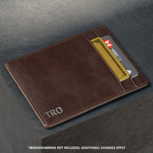 Back of the Dark Brown Leather Credit Card Holder with 2 card slots