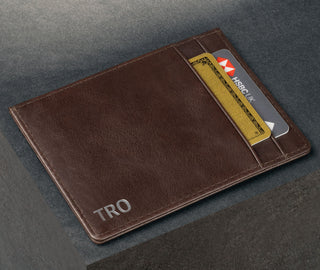Back of the Dark Brown Leather Credit Card Holder with 2 card slots
