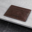 Front of the Dark Brown Leather Credit Card Holder with 3 card slots
