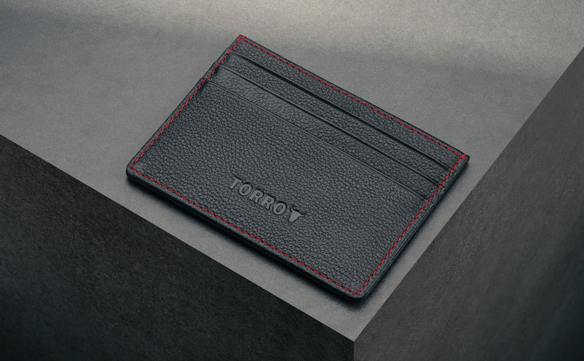 Black with red detail slimline credit card holder