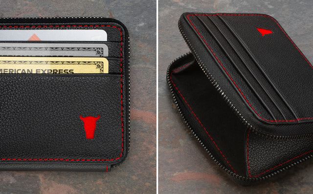 Premium Leather Card Holder with Coin & Note Pouch