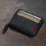 Front of the Black with Red Detail Leather Coin Purse with Card Holder with 3 card slots