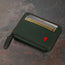 Front of the Green with Red Detail Leather Coin Purse with Card Holder with 3 card slots