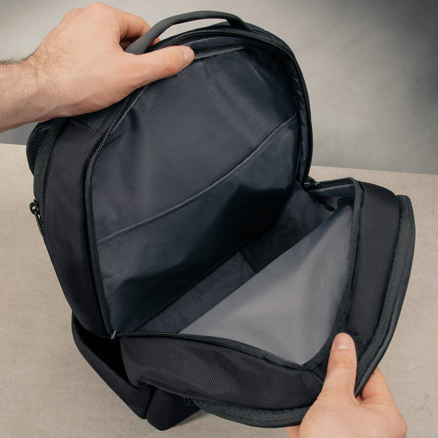 Spacious inner compartment of the Black Classic Commuter Backpack