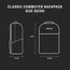 Size information for the Classic Commuter Backpack