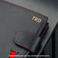 Monogramming on the Black with Red Detail Leather Wallet with Coin Pocket