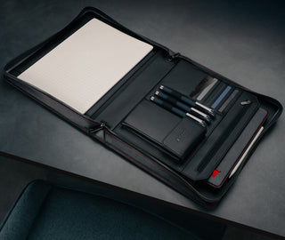 Open Black with Red Detail Leather A4 Conference Folder