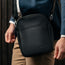 Black Leather Crossbody Shoulder Satchel Bag