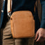 Tan Leather Crossbody Shoulder Satchel Bag
