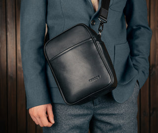 Black Leather Crossbody Shoulder Satchel Bag