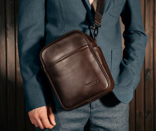 Dark Brown Leather Crossbody Shoulder Satchel Bag