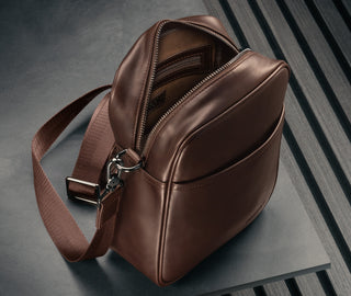 Pocket on the inside of the Dark Brown Leather Crossbody Shoulder Satchel Bag