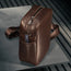 Side pocket on the Dark Brown Leather Crossbody Shoulder Satchel Bag