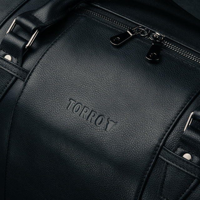 Black Leather Weekend Duffle Bag