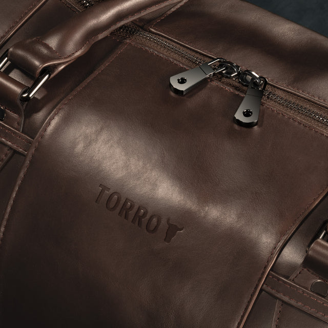 Dark Brown Leather Weekend Duffle Bag