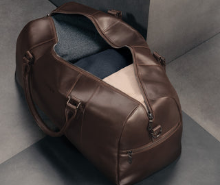 Dark Brown Leather Weekend Duffle Bag