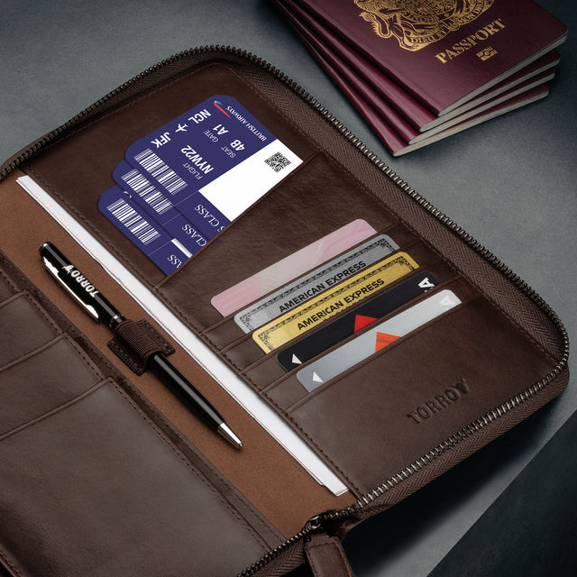 AR BRAND EST. 2021 Leather TRAVEL Document WALLET ORGANISER with lock AR BRAND EST. 2021 Leather TRAVEL Document WALLET ORGANISER with lock
