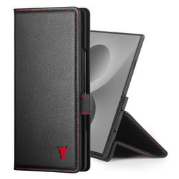 Black with Red Detail Leather Case for Samsung Galaxy Z Fold8 Ultra