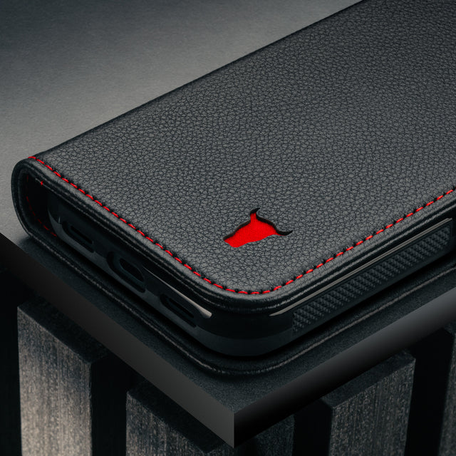 Black with Red Detail Leather Case for Google Pixel 10 Pro XL