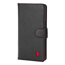 Torro iPhone 15 Leather Bumper Case (with Magsafe Charging) - Black with Red Detail