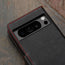 Camera cutout on the Black with Red Detail Leather Case for Google Pixel 8 Pro