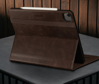 Built-in viewing stand of the Dark Brown Leather Case for Apple iPad Air 13" (2024)