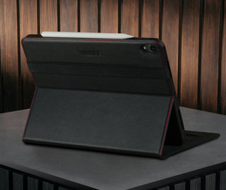 Black with Red Detail Leather Case for iPad Air 11" (2024)