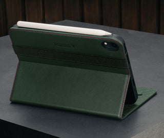Stand functionality of the Green Leather (with Red Stitching) Case for iPad mini 6 (2021)