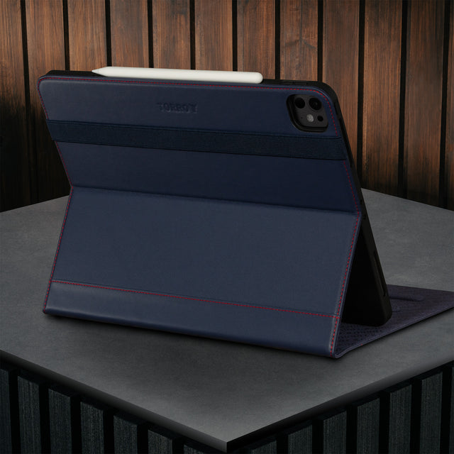 Stand function of the Navy Blue Leather Case for Apple iPad Pro 12.9
