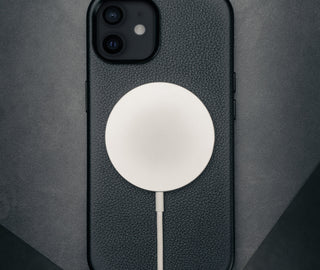 MagSafe charger attached to the Slimline Bumper Case for iPhone 12 / 12 Pro