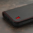 Black with Red Detail Leather Wallet Case for iPhone 15 Plus