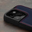 Camera cutout on the Navy Blue Leather Bumper Case for iPhone 15 Pro