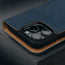 Camera cutout on the Blue Nubuck Leather Case (with detachable cover) for iPhone 15 Pro Max