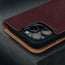 Camera cutout on the Maroon Nubuck Leather Case (with detachable cover) for iPhone 15 Pro Max