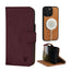 Maroon Nubuck Leather Case (with detachable cover) for iPhone 15 Pro Max