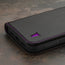 Black with Purple Detail Leather Wallet Case for iPhone 15 Pro Max