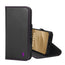 Black with Purple Detail Leather Wallet Case for iPhone 15 Pro Max