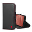 Black with Red Detail Leather Wallet Case for iPhone 15 Pro Max