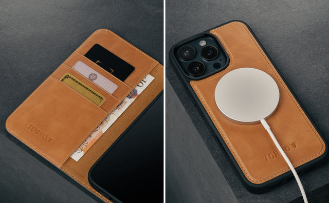 iPhone 15 Pro Nubuck Leather Wallet Case (with Detachable Cover) Feature Focus