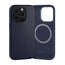 Navy Blue Slimline Leather Bumper Case for iPhone 15 Pro
