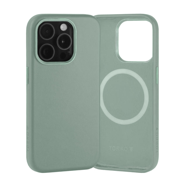 Turquoise Slimline Leather Bumper Case for iPhone 15 Pro