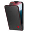 Black with Red Stitching Leather Flip Case for iPhone 16