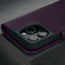 Camera cutout on the Purple Leather Case for iPhone 16 Pro Max