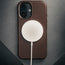 Dark Brown Leather Slimline Bumper Case for iPhone 16