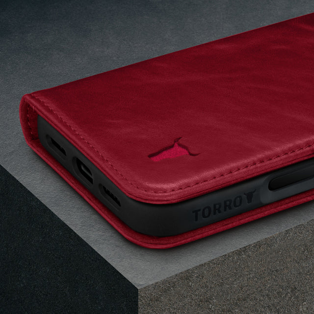 Crimson Leather Case for iPhone 16