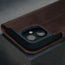 Camera cutout on the Dark Brown Leather Case for iPhone 16