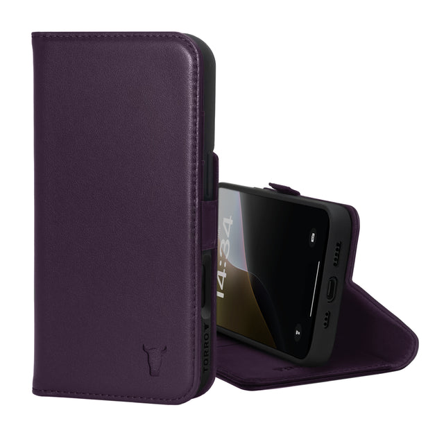 Purple Leather Case for iPhone 16